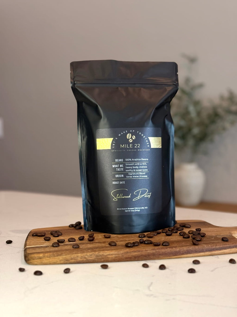 Buy Stillwood decaf coffee beans online made with 100% Arabica beans using Swiss Water Process, offering a smooth rich body with mellow earthy sweetness for a balanced and satisfying caffeine-free cup